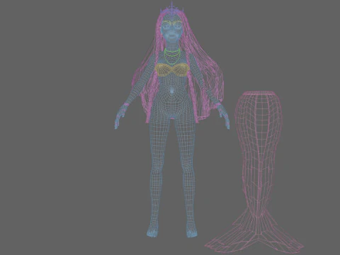 Girl and Mermaid 3D Model