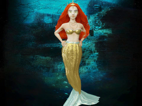 Girl and Mermaid 3D Model