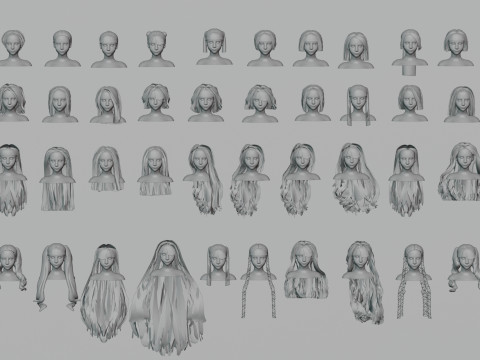 40 Hairstyles collection 3D Модель