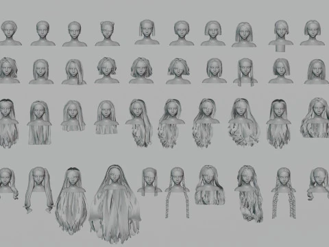 40 Hairstyles collection 3D Model