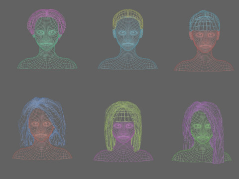 40 Hairstyles collection 3D Модель