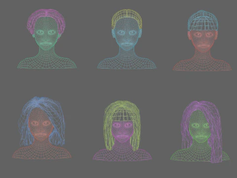 40 Hairstyles collection 3D Model