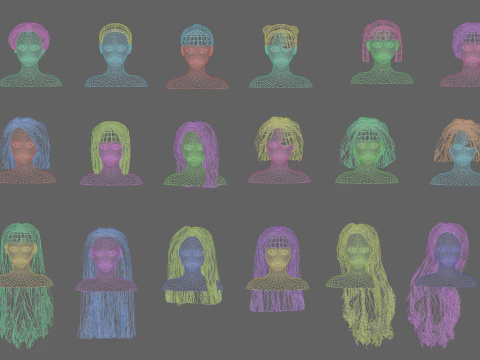 40 Hairstyles collection 3D Model
