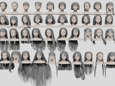 40 Hairstyles collection 3D मॉडल