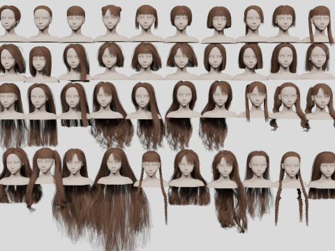 40 Hairstyles collection 3D Model