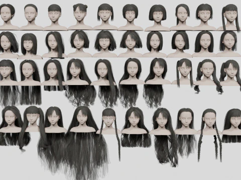40 Hairstyles collection 3D Model