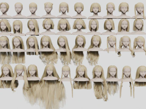 40 Hairstyles collection 3D Model