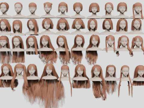 40 Hairstyles collection 3D Model