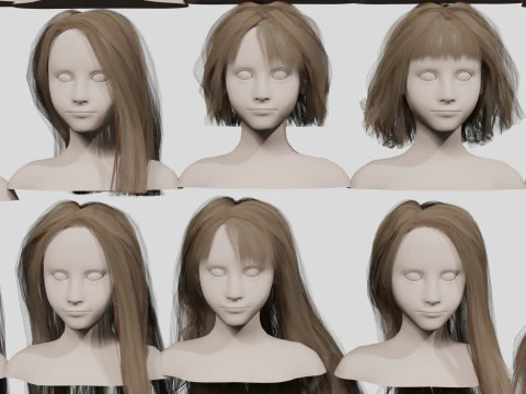 40 Hairstyles collection 3D Model