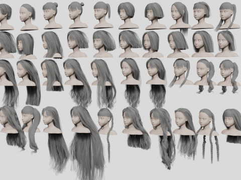 40 Hairstyles collection 3D Модель