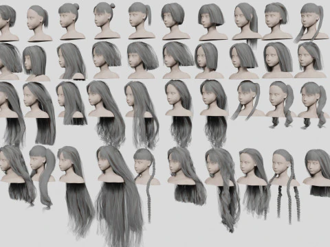 40 Hairstyles collection 3D Model