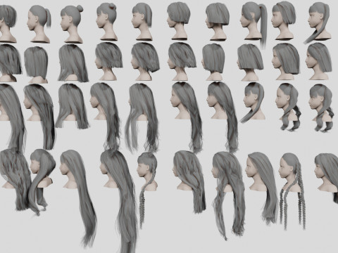 40 Hairstyles collection 3D Модель