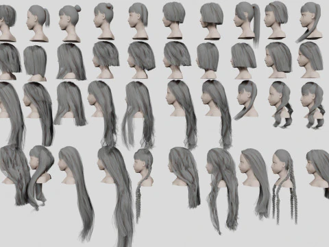 40 Hairstyles collection 3D Model