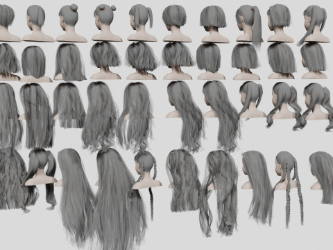 40 Hairstyles collection 3D Модель