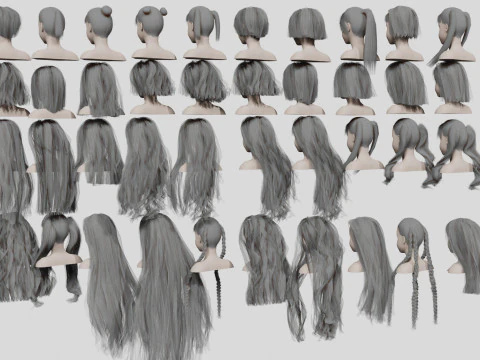 40 Hairstyles collection 3D Model