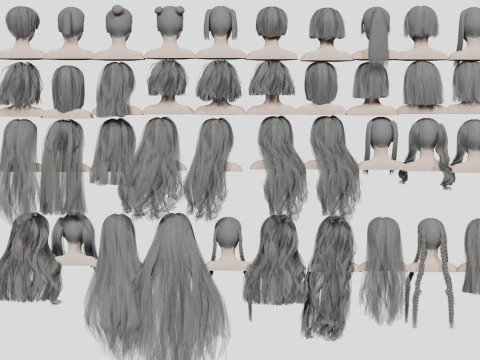 40 Hairstyles collection 3D Model