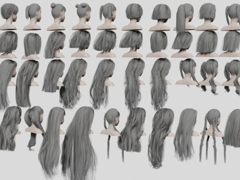 40 Hairstyles collection 3D Model