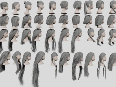 40 Hairstyles collection 3D Model