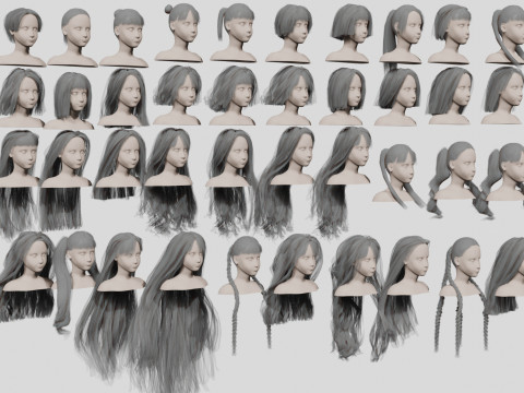 40 Hairstyles collection 3D Модель