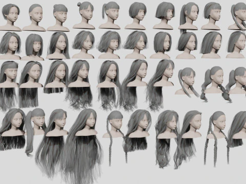 40 Hairstyles collection 3D Model