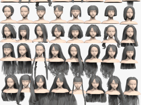 40 Hairstyles collection 3D Модель