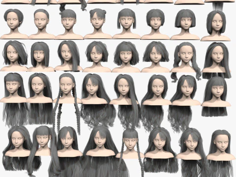 40 Hairstyles collection 3D Model