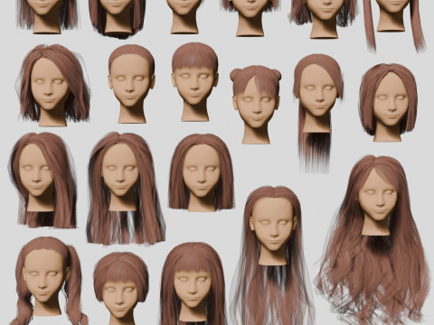 20 hairstyles 3D Model