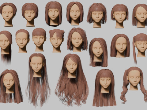 20 hairstyles 3D Модель