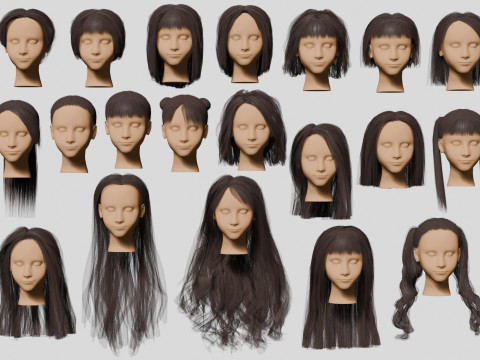 20 hairstyles 3D Модель