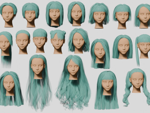 20 hairstyles 3D Модель