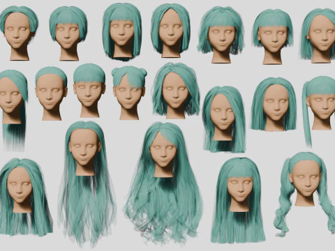 20 hairstyles 3D Model