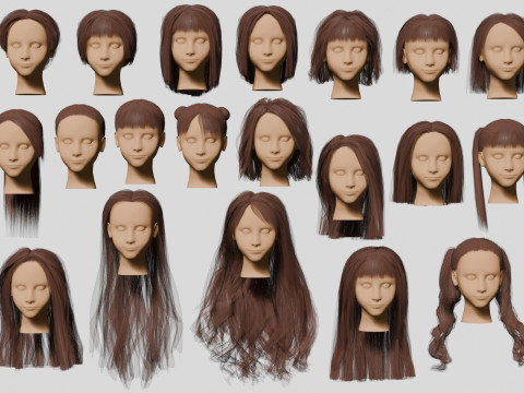 20 hairstyles 3D Модель