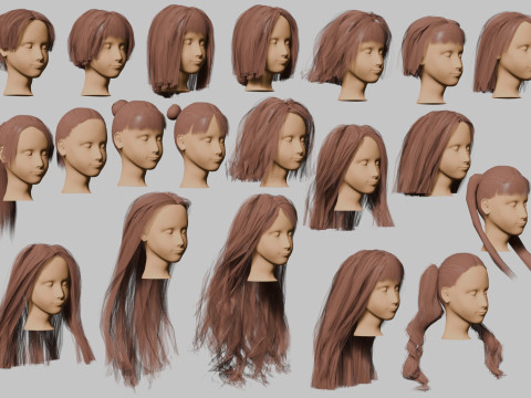 20 hairstyles 3D Модель