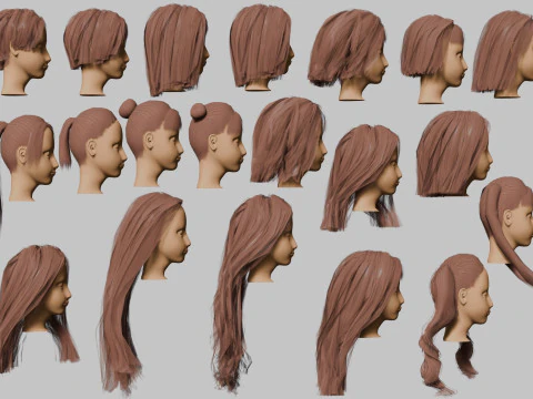 20 hairstyles 3D Model