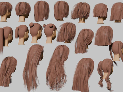 20 hairstyles 3D Model