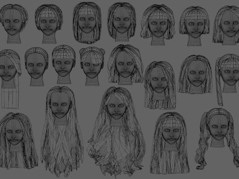 20 hairstyles 3D Model