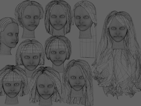 10 Hairstyles collection 3D Model