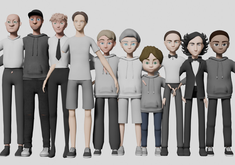 10 boys and men collection 3D Модель .c4d .max .obj .3ds .fbx .stl .blend