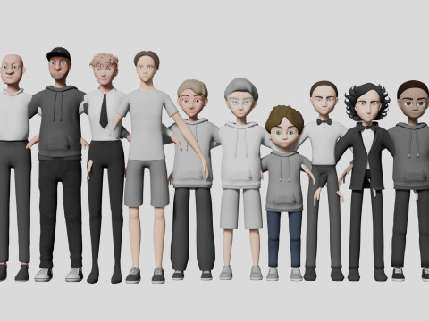 10 boys and men collection 3D Модель