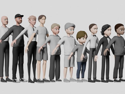 10 boys and men collection 3D Модель
