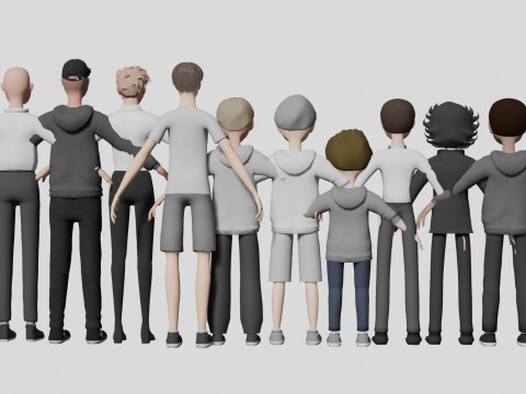10 boys and men collection 3D Модель