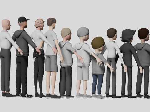 10 boys and men collection 3D Модель
