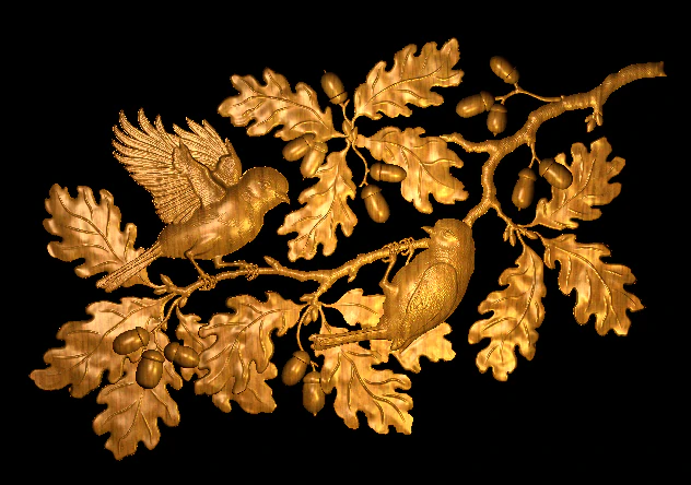 Birds on branches 3D Print Model .c4d .max .obj .3ds .fbx .stl .blend 