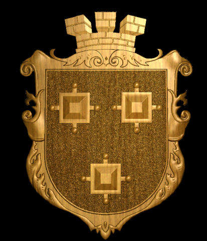 Coat of Arms of Kamianka-Buzka Town 3D Print Model .c4d .max .obj .3ds .fbx .stl .blend 