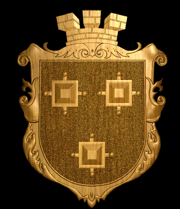 Coat of Arms of Kamianka-Buzka Town 3D Print Model .c4d .max .obj .3ds .fbx .stl .blend 