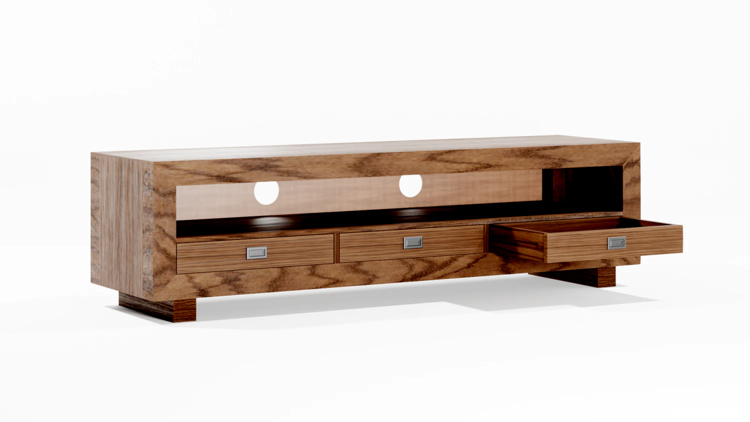 Modern walnut entertainment unit - TV unit 3D Model .c4d .max .obj .3ds .fbx .stl .blend