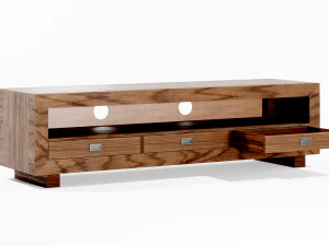 Unit&eacute; de divertissement moderne en noyer - Meuble TV Modèle 3D