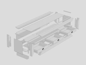 Modern walnut entertainment unit - TV unit 3D Model