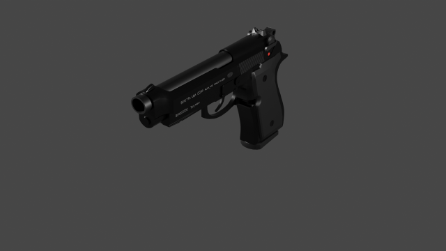 Beretta 92FS 9mm Modelo 3D .c4d .max .obj .3ds .fbx .stl .blend 
