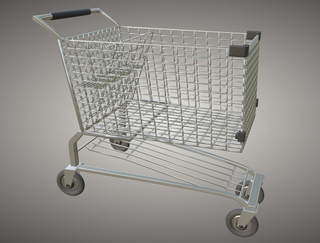 Shopping Cart 3D Model .c4d .max .obj .3ds .fbx .stl .blend 
